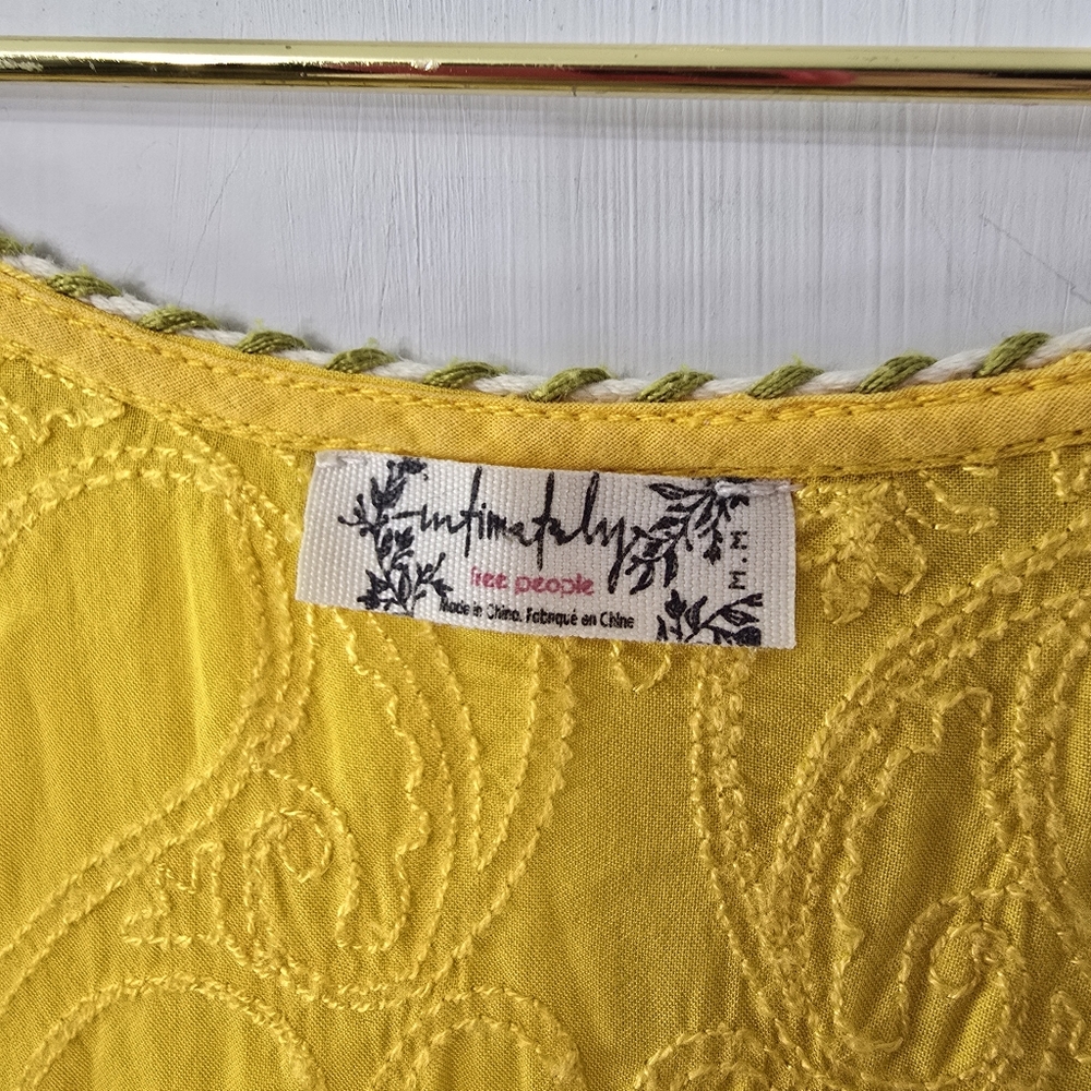 Intimately Free People All The Feels Sunshine Yellow Embroidered Maxi Dress Sz M - Picture 4 of 10
